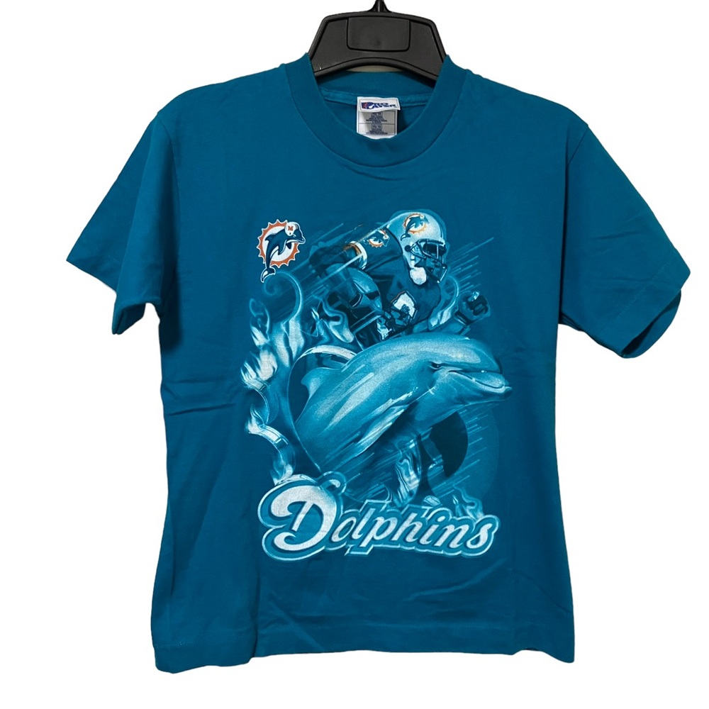 Vintage 90s Miami Dolphins Single Stitch Pro Player Boys Tee Size 10/12
